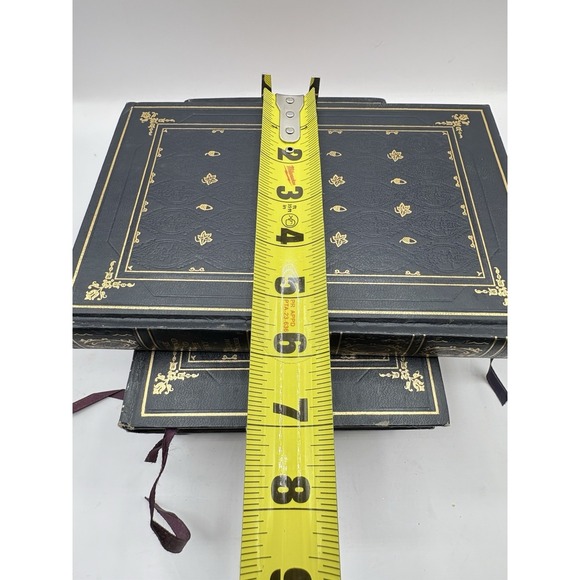 Decorative Vtg Book Set Faux Leather Dark Academia Navy Gold International Coll. - Picture 12 of 16